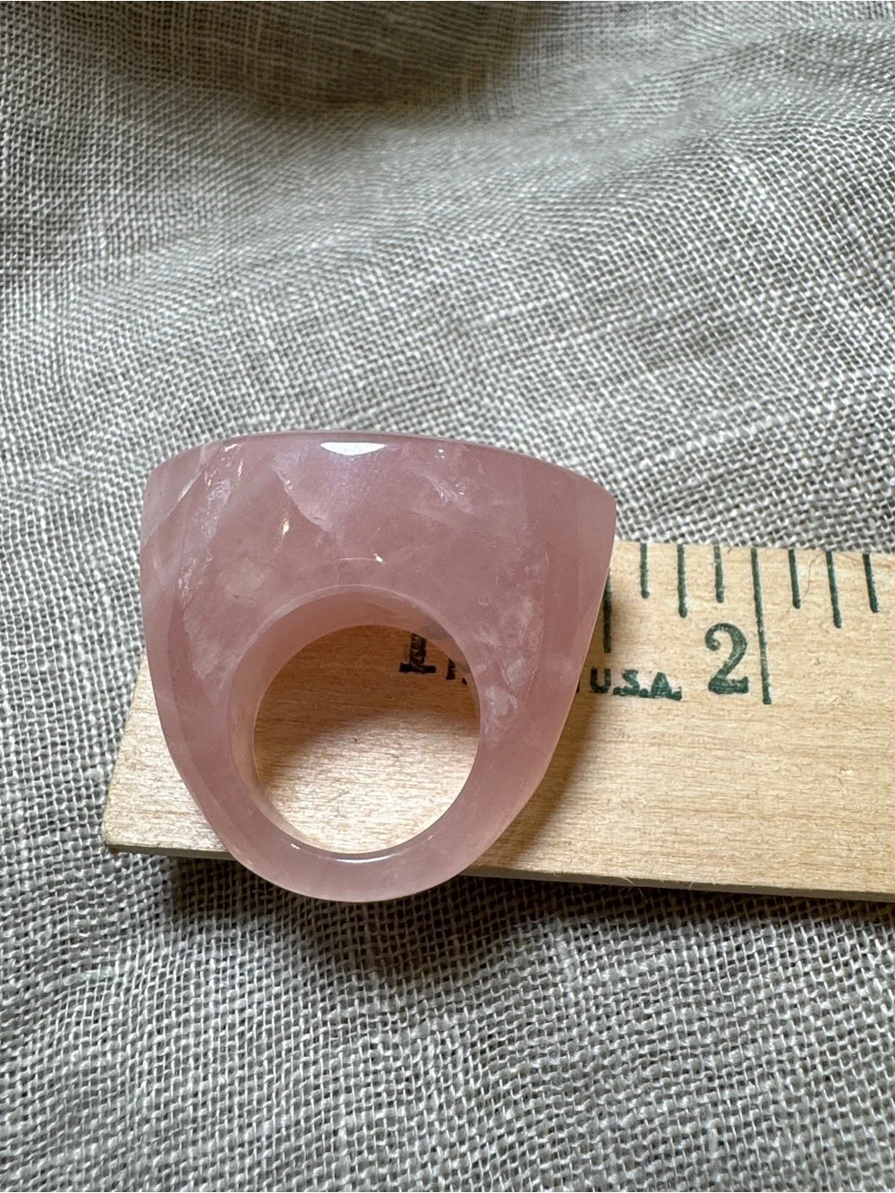Genuine Rose Quartz Chunky Statement Ring Size 7